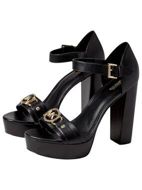 Michael Kors Rory Leather Platform Sandal, Black, US 8.5 M